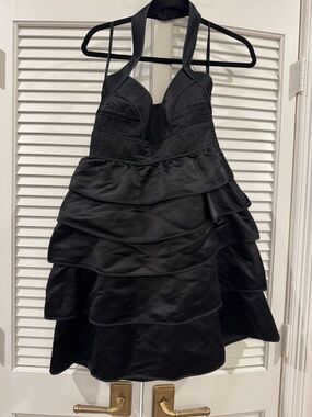 Cynthia Steffe Black Halter Tiered Mini Dress